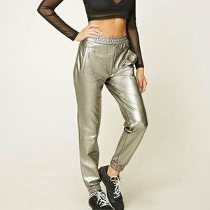 Forever 21 silver jogger pants